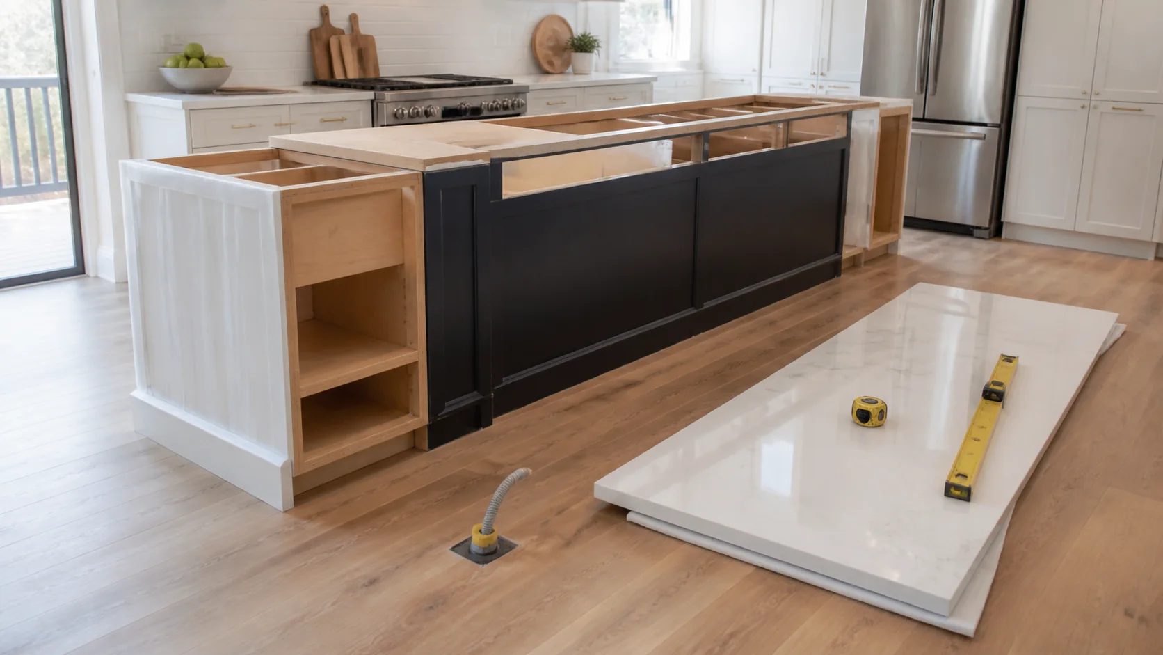 Kitchen island budget tiers from portable cart to custom plumbed island