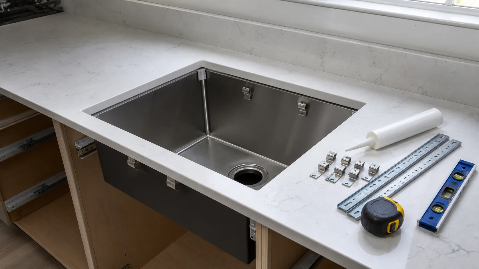 Kitchen sink installation budget divided into sink countertop plumbing and disposal work